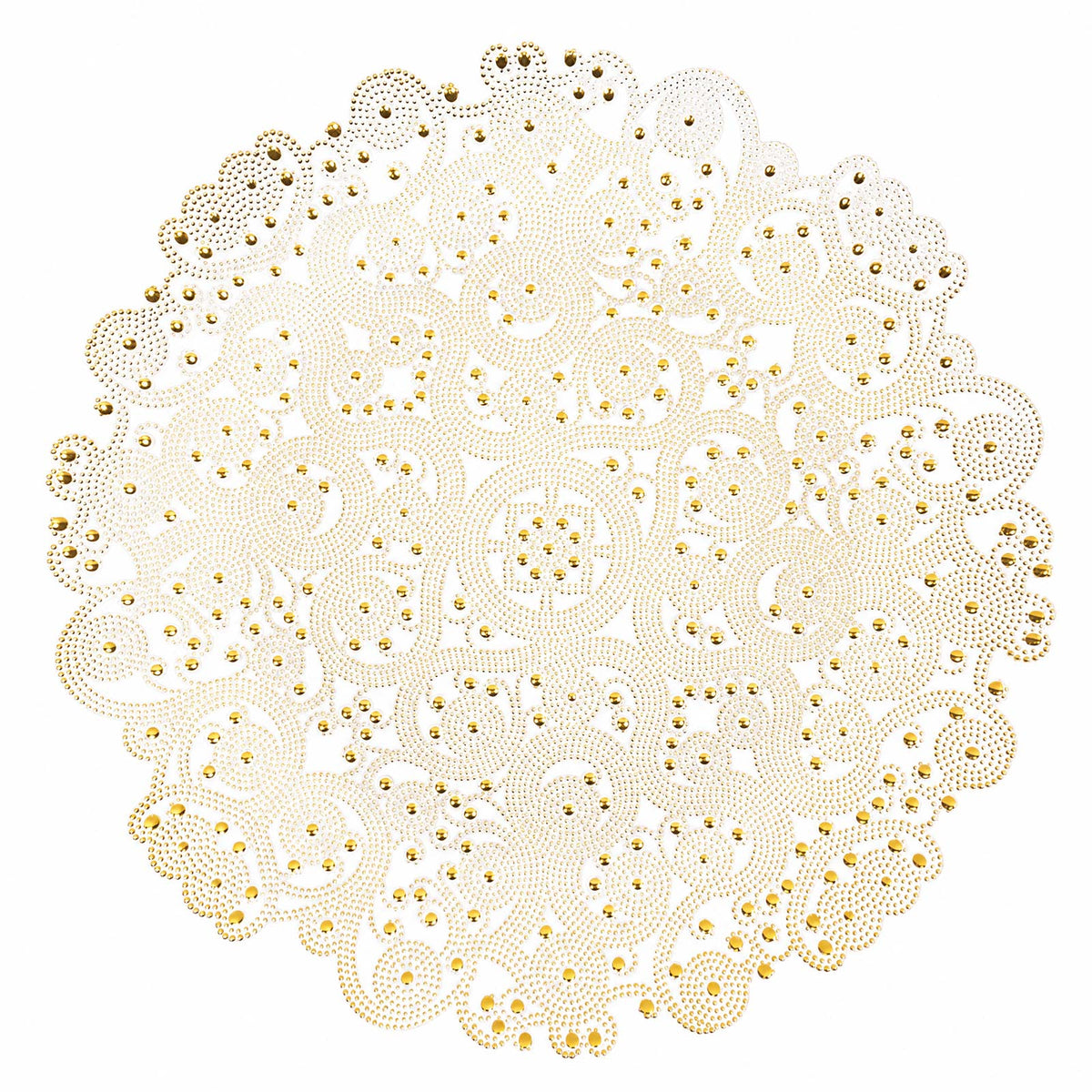6 Pack 13" Plastic Charger Plates, Filigree Beaded Scroll Design - Clear Gold Table Chargers