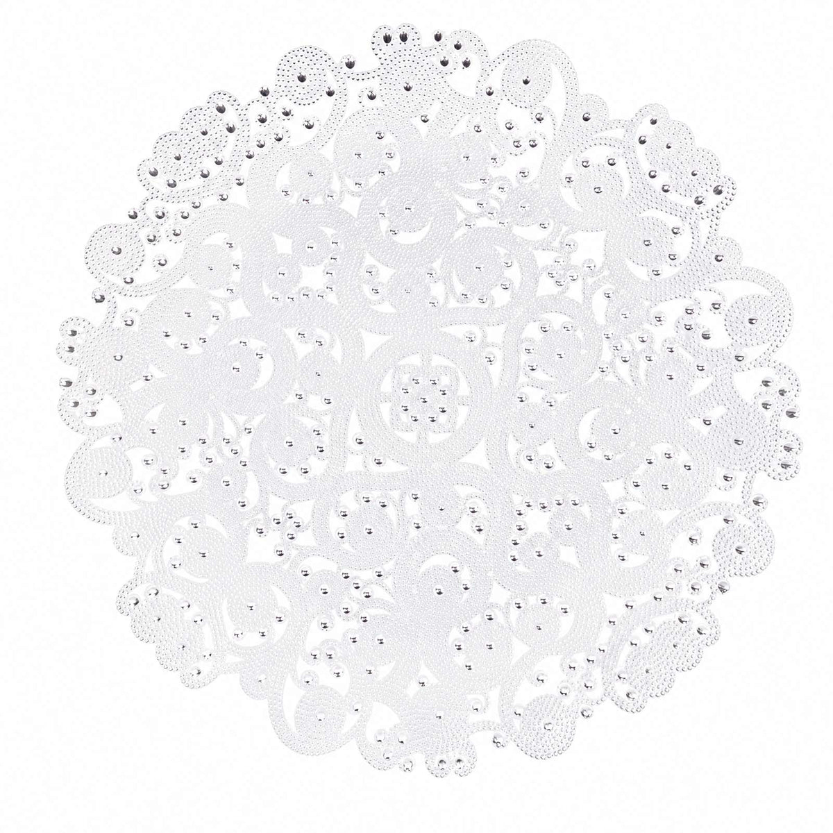 6 Pack 13" Plastic Charger Plates, Filigree Beaded Scroll Design - Clear Silver Table Chargers