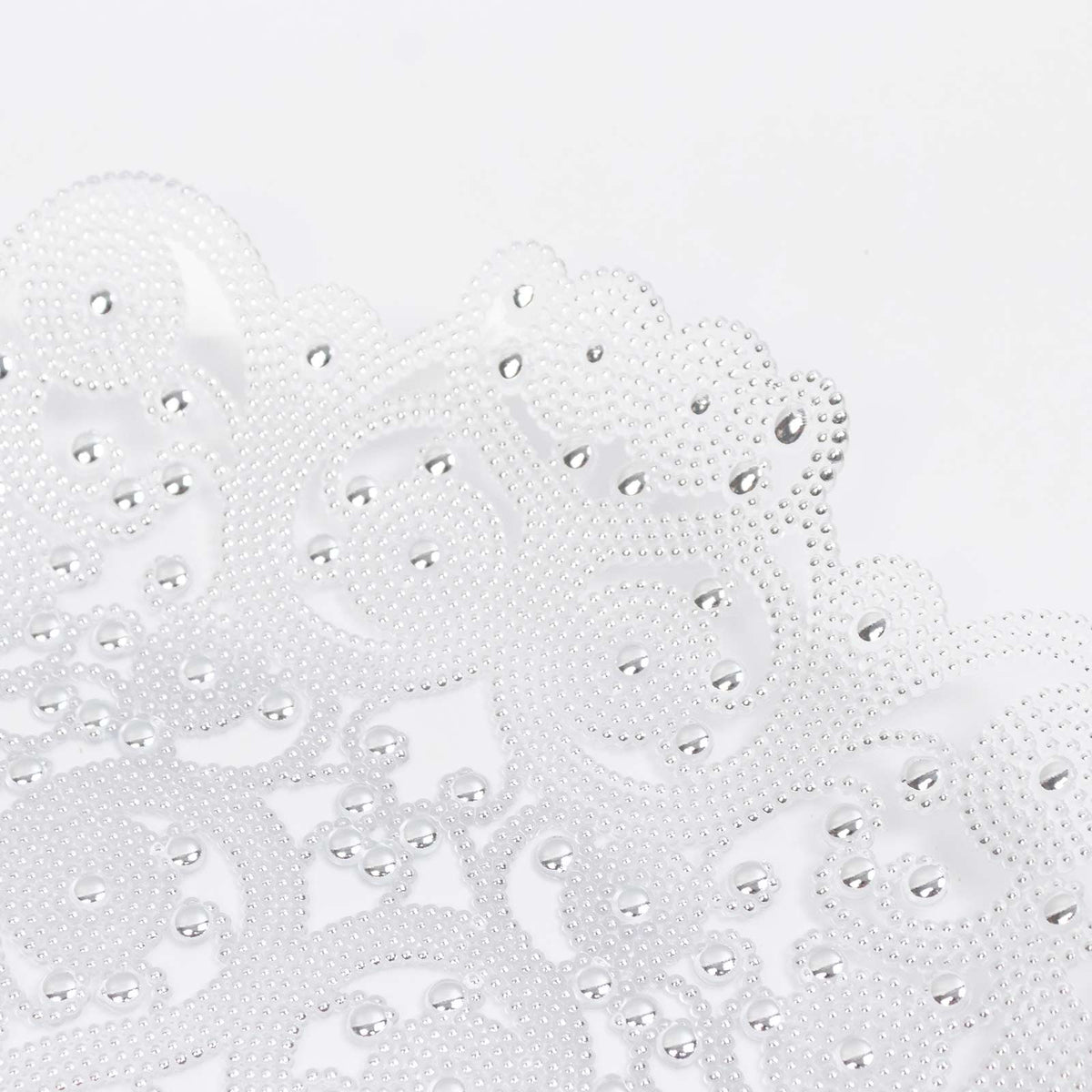 6 Pack 13" Plastic Charger Plates, Filigree Beaded Scroll Design - Clear Silver Table Chargers