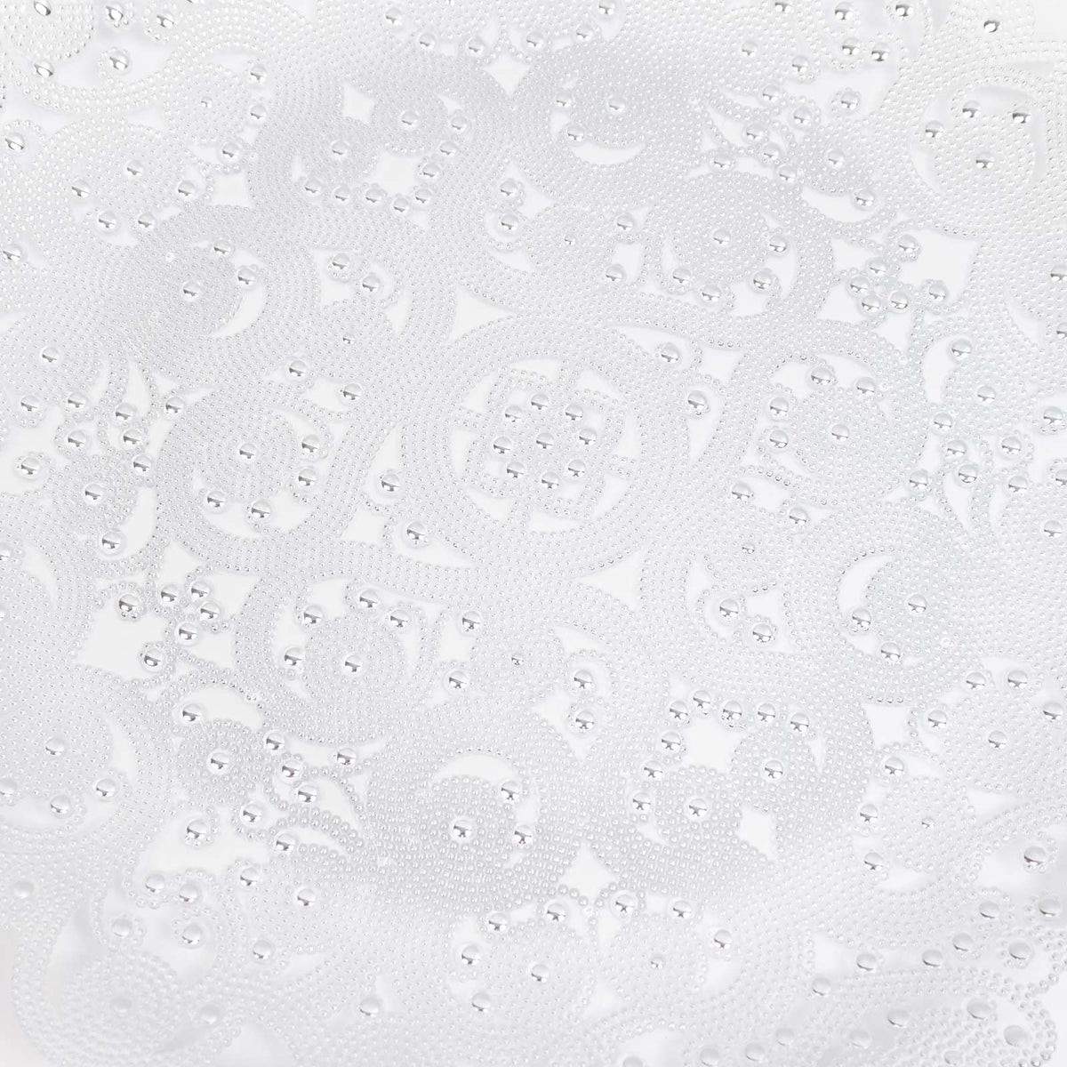 6 Pack 13" Plastic Charger Plates, Filigree Beaded Scroll Design - Clear Silver Table Chargers
