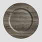 12 Pack 13" Plastic Round Charger Plates, Gray with Faux Wood Finish, Rustic Boho Chic Dinner Party 