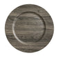 12 Pack 13" Plastic Round Charger Plates, Gray with Faux Wood Finish, Rustic Boho Chic Dinner Party 
