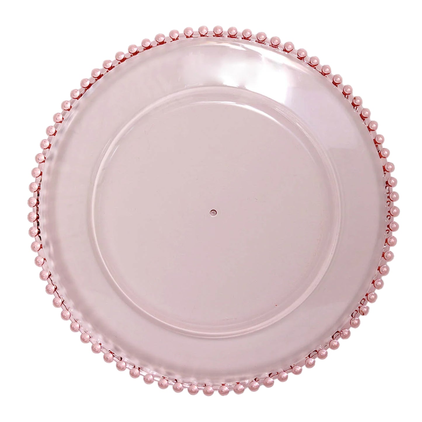 12 Inch Blush And Clear Acrylic Round Charger Plates Beaded Rim Six Pack