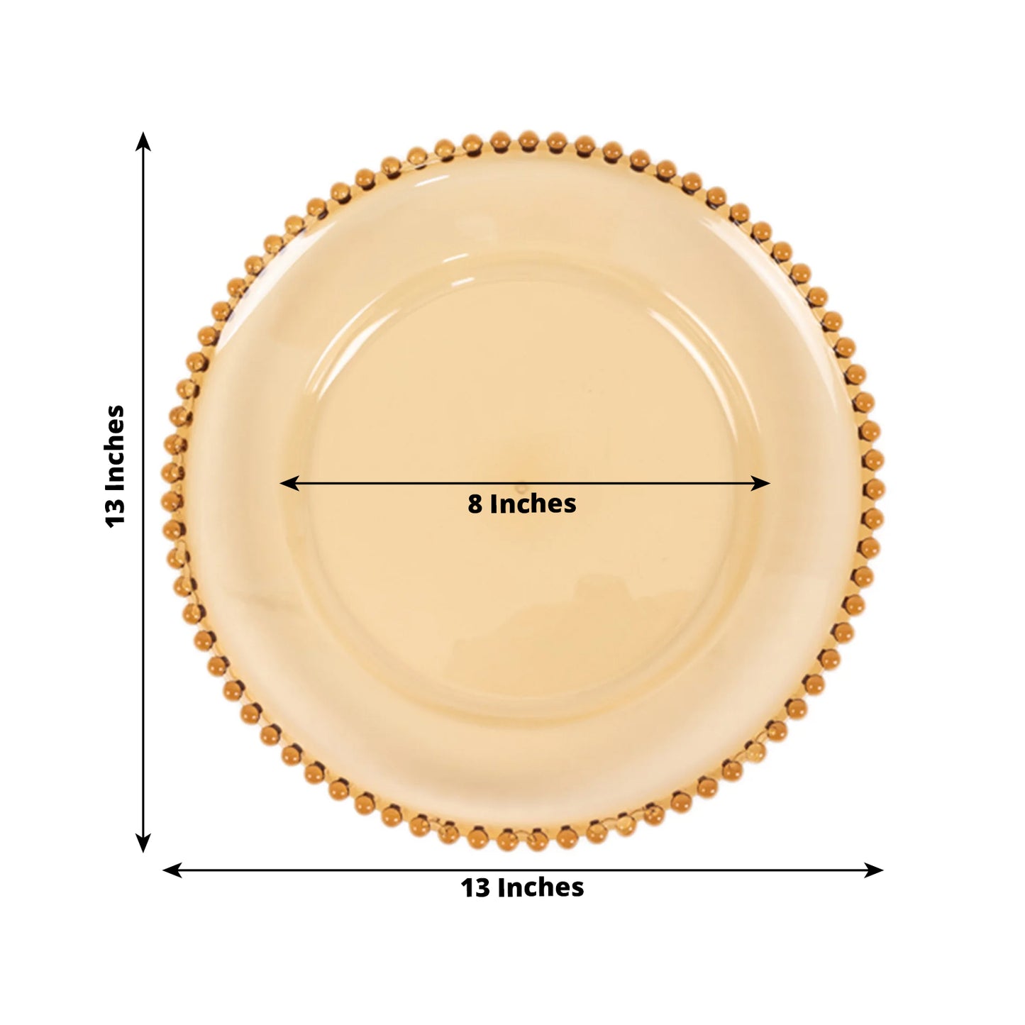 6 Pack 13" Amber Gold Acrylic Plastic Beaded Rim Charger Plates