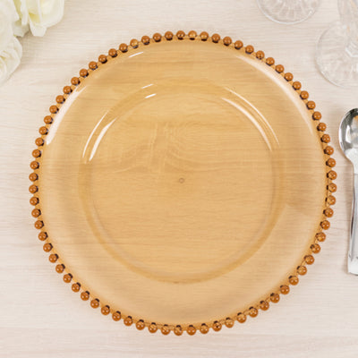 Durable 13" Amber Gold Acrylic Charger Plates for Stunning Table Decor