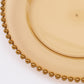 6 Pack 13" Amber Gold Acrylic Plastic Beaded Rim Charger Plates