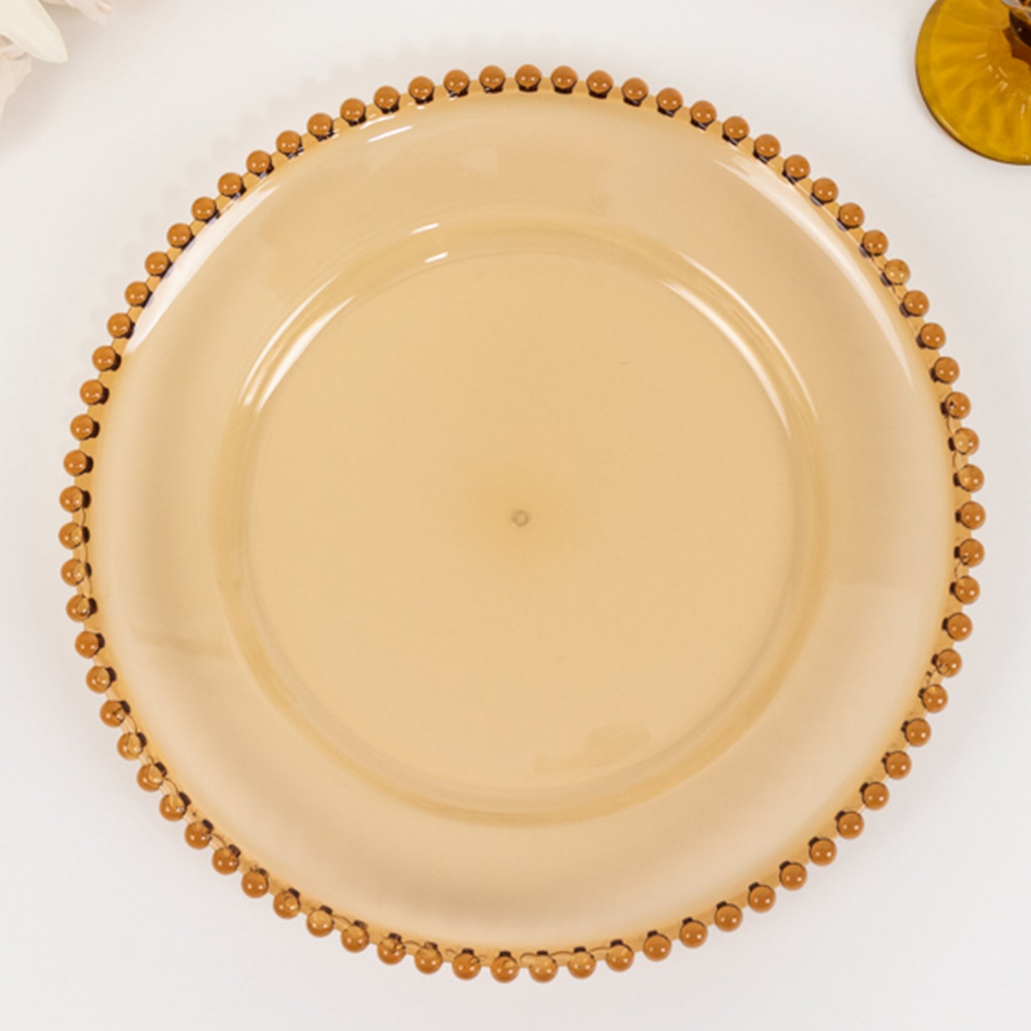 6 Pack 13" Amber Gold Acrylic Plastic Beaded Rim Charger Plates