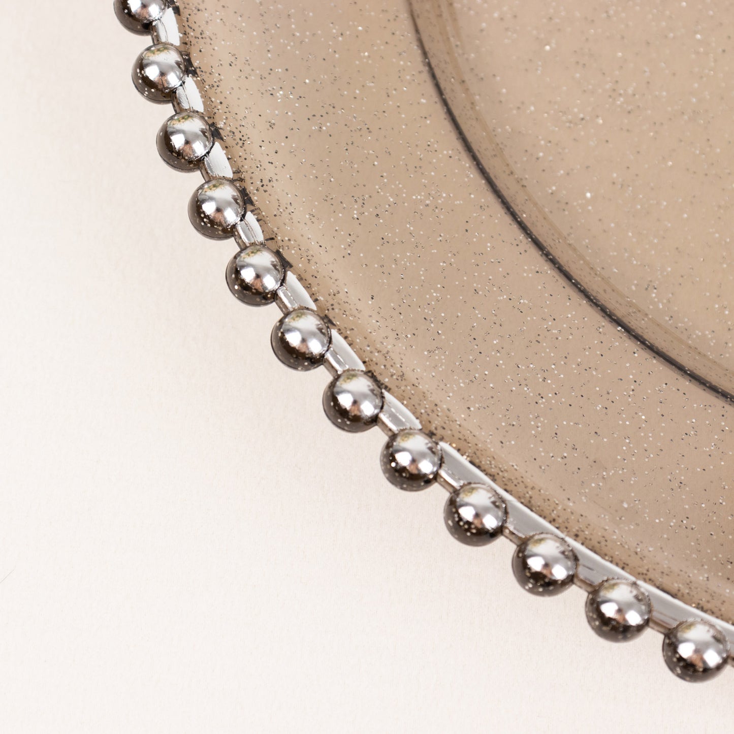 6 Pack 13" Black Silver Acrylic Plastic Beaded Rim Charger Plates