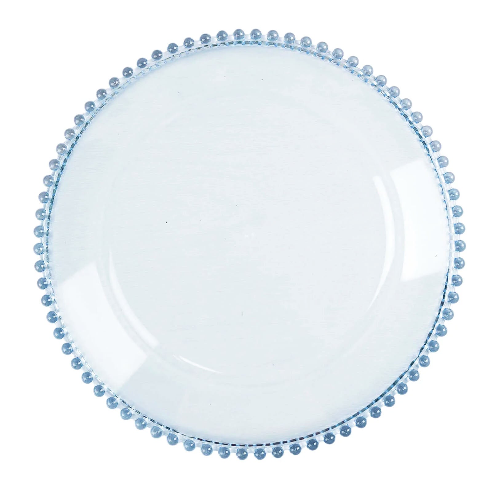 12 Inch Blue And Clear Acrylic Round Charger Plates Beaded Rim 6 Pack