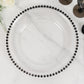 6 Pack Clear Acrylic Plastic Charger Plates With Black Beaded Rim - 13"