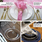 Clear gold glitter acrylic charger plates with beaded rim, pack of 6.