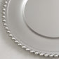 6 Pack 13" Silver Acrylic Plastic Beaded Rim Charger Plates