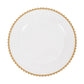 6 Pack 13" White Gold Acrylic Plastic Beaded Rim Charger Plates