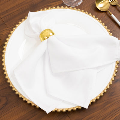 Beautiful White Acrylic Charger Plates with Gold Beaded Rim
