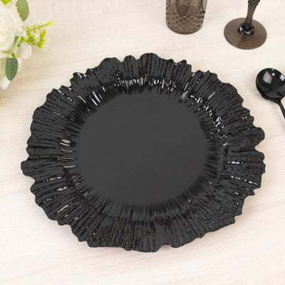 Black Plastic Charger Plates with Reef Rim