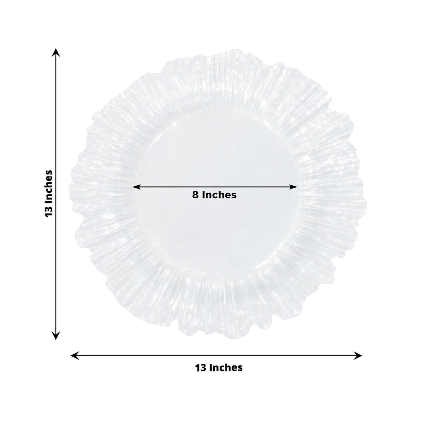Pearl white disposable dinner plate with reef design, 20 pack.