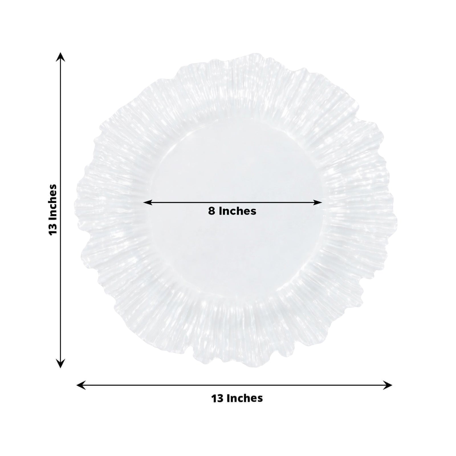 Pearl white disposable dinner plate with reef design, 20 pack.