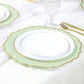 10 Pack Sage Green Economy Plastic Charger Plates With Gold Scalloped Rim, 13" Round Decorative Dinner Chargers Event Tabletop Decor