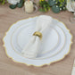 10 Pack White Economy Plastic Charger Plates With Gold Scalloped Rim, 13" Round Decorative Dinner Chargers Event Tabletop Decor