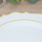 10 Pack White Economy Plastic Charger Plates With Gold Scalloped Rim, 13" Round Decorative Dinner Chargers Event Tabletop Decor