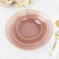 Transparent dusty rose charger plate with gold rim, stylish tableware.