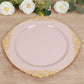 20-Pack Economy Plastic Round Charger Plates 13" in Blush with Gold Embossed Baroque Rim, Stylish Dinner Party Serving Plates