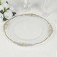 20-Pack Economy Plastic Round Charger Plates 13" in Clear with Gold Embossed Baroque Rim, Stylish Dinner Party Serving Plates