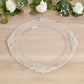 20-Pack Economy Plastic Round Charger Plates 13" in Clear with Silver Embossed Baroque Rim, Stylish Dinner Party Serving Plates