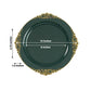 20-Pack Economy Plastic Round Charger Plates 13" in Hunter Emerald Green with Gold Embossed Baroque Rim, Stylish Dinner Party Serving Plates
