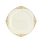 20-Pack Economy Plastic Round Charger Plates 13" in Ivory with Gold Embossed Baroque Rim, Stylish Dinner Party Serving Plates