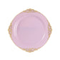 20-Pack Economy Plastic Round Charger Plates 13" in Lavender Lilac with Gold Embossed Baroque Rim, Stylish Dinner Party Serving Plates