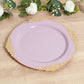 20-Pack Economy Plastic Round Charger Plates 13" in Lavender Lilac with Gold Embossed Baroque Rim, Stylish Dinner Party Serving Plates