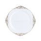 20-Pack Economy Plastic Round Charger Plates 13" in White with Gold Embossed Baroque Rim, Stylish Dinner Party Serving Plates