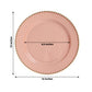 10-Pack Economy Round Plastic Charger Plates 13" in Dusty Rose with Gold Beaded Rim, Stylish Dinner Party Serving Plates