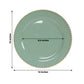 10-Pack Economy Round Plastic Charger Plates 13" in Dusty Sage Green with Gold Beaded Rim, Stylish Dinner Party Serving Plates