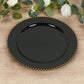 10-Pack Economy Round Plastic Charger Plates 13" in Black with Gold Beaded Rim, Stylish Dinner Party Serving Plates