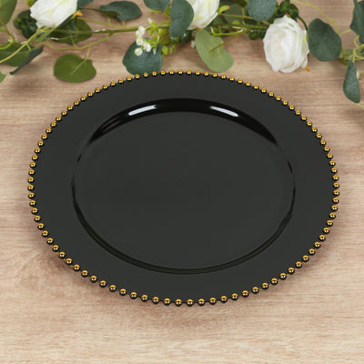 Black Gold Beaded Charger Plates