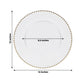 10-Pack Economy Round Plastic Charger Plates 13" in Clear with Gold Beaded Rim, Stylish Dinner Party Serving Plates