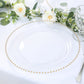 10-Pack Economy Round Plastic Charger Plates 13" in Clear with Gold Beaded Rim, Stylish Dinner Party Serving Plates