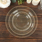 10-Pack Economy Round Plastic Charger Plates 13" in Clear/Gold Glitter with Beaded Rim, Stylish Dinner Party Serving Plates