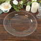 10-Pack Economy Round Plastic Charger Plates 13" in Clear Beaded Rim, Stylish Dinner Party Serving Plates