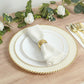 10-Pack Economy Round Plastic Charger Plates 13" in Ivory with Gold Beaded Rim, Stylish Dinner Party Serving Plates