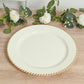10-Pack Economy Round Plastic Charger Plates 13" in Ivory with Gold Beaded Rim, Stylish Dinner Party Serving Plates