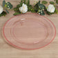 10-Pack Economy Round Plastic Charger Plates 13" in Transparent Blush with Beaded Rim, Stylish Dinner Party Serving Plates