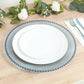 10-Pack Economy Round Plastic Charger Plates 13" in Transparent Dusty Blue with Beaded Rim, Stylish Dinner Party Serving Plates