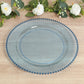 10-Pack Economy Round Plastic Charger Plates 13" in Transparent Dusty Blue with Beaded Rim, Stylish Dinner Party Serving Plates
