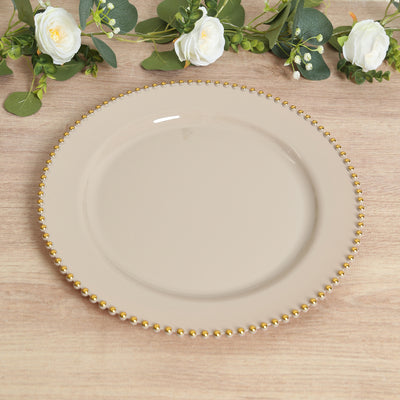 Taupe Gold Beaded Charger Plates