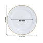 10-Pack Economy Round Plastic Charger Plates 13" in White with Gold Beaded Rim, Stylish Dinner Party Serving Plates