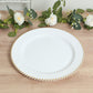 10-Pack Economy Round Plastic Charger Plates 13" in White with Gold Beaded Rim, Stylish Dinner Party Serving Plates