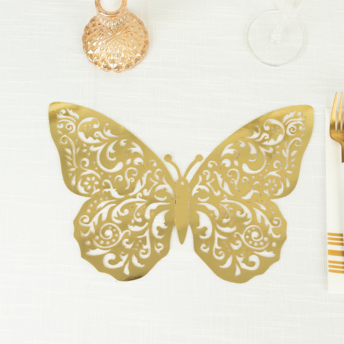 10 Pack Metallic Gold Foil Large 3D Butterfly Wall Stickers, 8"x12" Butterfly Paper Charger Placemat